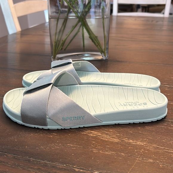 Sperry Top Sider slides.  Size 9.  Light turquoise/ blue/ green. - Picture 2 of 10